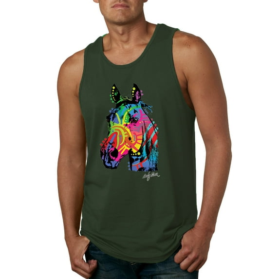 Colorful Rainbow Sea Turtle Animal Lover Mens Graphic Tank Top, Forest Green, Small