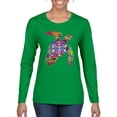 thumbnail image 1 of Colorful Rainbow Sea Turtle Animal Lover Womens Graphic Long Sleeve T-Shirt, Kelly, Medium, 1 of 3