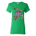 thumbnail image 1 of Colorful Rainbow Sea Turtle Animal Lover Womens Graphic T-Shirt, Kelly, Small, 1 of 3