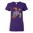 thumbnail image 1 of Colorful Rainbow Sea Turtle Animal Lover Womens Graphic T-Shirt, Purple, X-Large, 1 of 3
