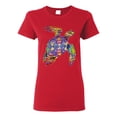 thumbnail image 1 of Colorful Rainbow Sea Turtle Animal Lover Womens Graphic T-Shirt, Red, Medium, 1 of 3