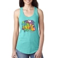 thumbnail image 1 of Colorful Rainbow Seahorses Animal Lover Ladies Racerback Tank Top, Tahiti Blue, Large, 1 of 3