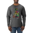 thumbnail image 1 of Colorful Rainbow Seahorses Animal Lover Mens Long Sleeve Shirt, Heather Black, 2XL, 1 of 3