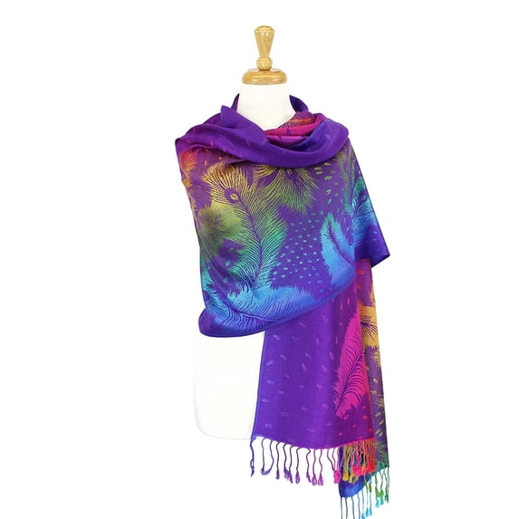 Colorful Rainbow Silky Tropical Colorful Exotic Pashmina Wrap Shawl Scarf
