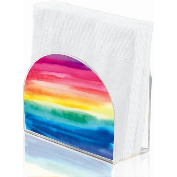 Colorful Rainbow Sky Napkin Holder for Tables Acrylic Serviette Organizer Tissue Cocktail Paper Towel Dispenser Servilletero for Kitchen Countertop Restaurant Dining Room Farmhouse Decor