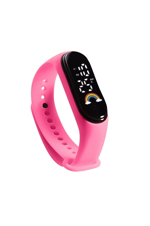 Colorful Rainbow Sports Watch - Waterproof Outdoor Electronic Bracelet Watch, Digital LED Fitness Tracker Wristband, Casual Sporty Timepiece for Active Lifestyle Pink