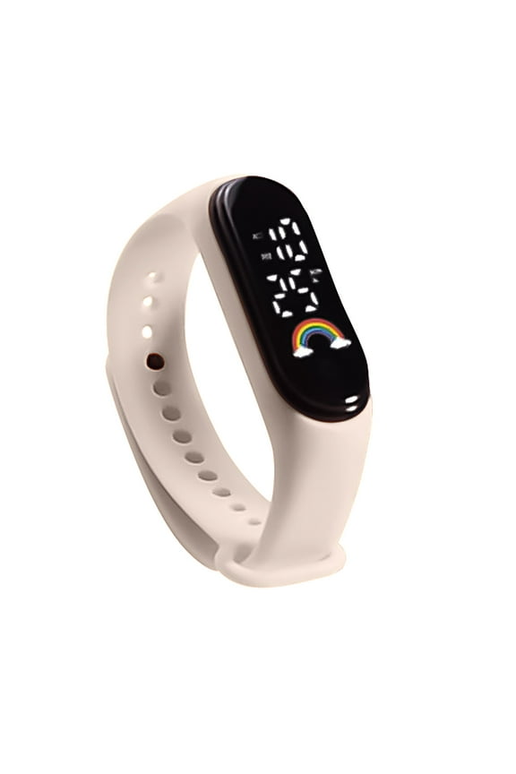 Colorful Rainbow Sports Watch - Waterproof Outdoor Electronic Bracelet Watch, Digital LED Fitness Tracker Wristband, Casual Sporty Timepiece for Active Lifestyle White