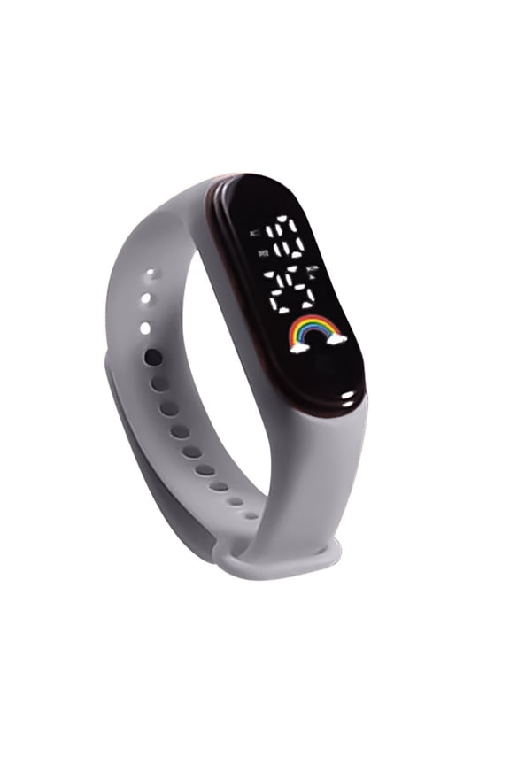 Colorful Rainbow Sports Watch - Waterproof Outdoor Electronic Bracelet Watch, Digital LED Fitness Tracker Wristband, Casual Sporty Timepiece for Active Lifestyle Gray