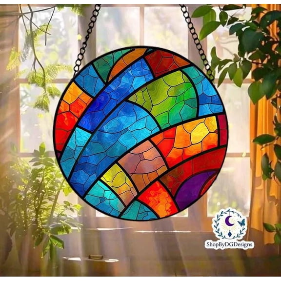 Colorful Rainbow Stained Glass Suncatcher, Pride Window Art for LGBT Equality, Vibrant Gift for Pride Month, Love is Love, LGBTQ+ Decor 4303515384