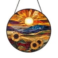 Colorful Rainbow Sunflower Stained Glass Suncatcher Round Window ...