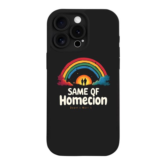 Colorful Rainbow Sunset Design iPhone 15 Pro Case - Lightweight Yellowing Resistant with Silhouettes & Playful Text