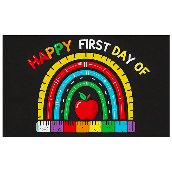 Colorful Rainbow Themed Happy First Day of School Banner Backdrop Background Party Decorations for Classroom Celebrations Photography Props First Day Events