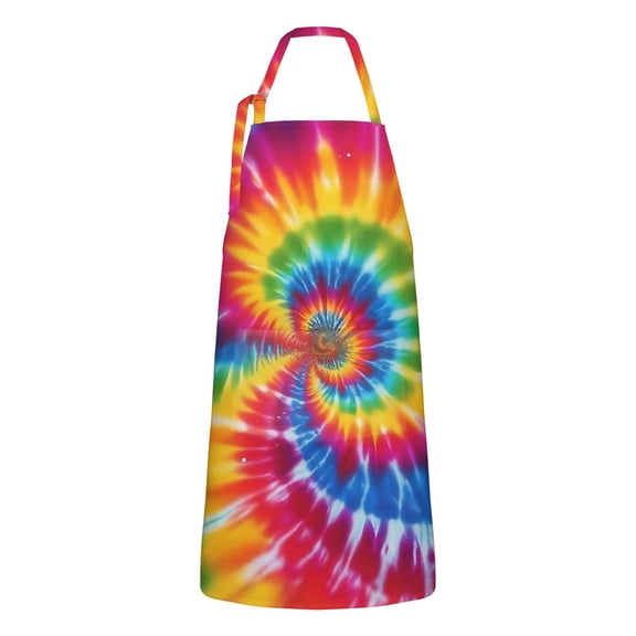Colorful Rainbow Tie Dye Spiral Pattern Apron-Garden Aprons for Women with Pockets-Cotton Linen Waterproof Kitchen Cooking Gardening Aprons Adjustable for Kitchen,Cooking,BBQ and Salon 33x27 Inch