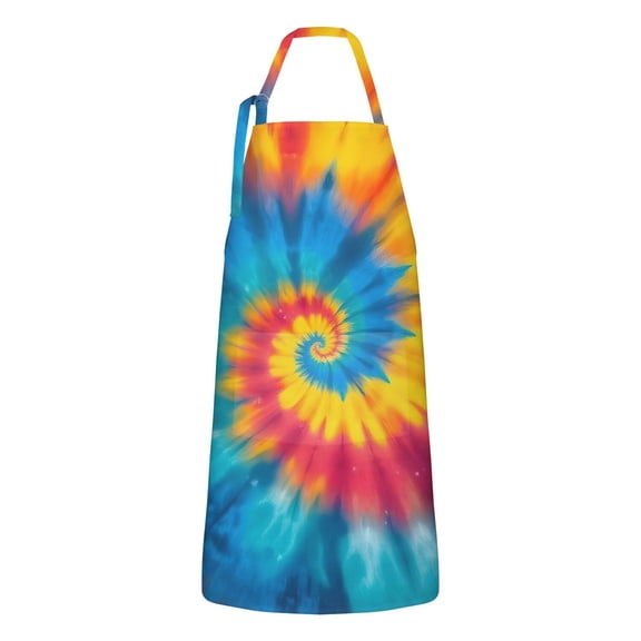 Colorful Rainbow Tie Dye Spiral Pattern Apron-Garden Aprons for Women with Pockets-Cotton Linen Waterproof Kitchen Cooking Gardening Aprons Adjustable for Kitchen,Cooking,BBQ and Salon 33x27 Inch