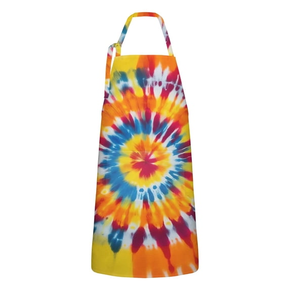 Colorful Rainbow Tie Dye Spiral Pattern Apron-Garden Aprons for Women with Pockets-Cotton Linen Waterproof Kitchen Cooking Gardening Aprons Adjustable for Kitchen,Cooking,BBQ and Salon 33x27 Inch