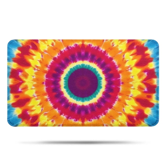 Colorful Rainbow Tie Dye Spiral Pattern Bathroom Rugs Mat,Non Slip Microfiber Bathroom Rug,Rubber Backing,Soft Bathroom Mats for Bathroom Floor,Tub and Shower,17x30in(43x75cm)