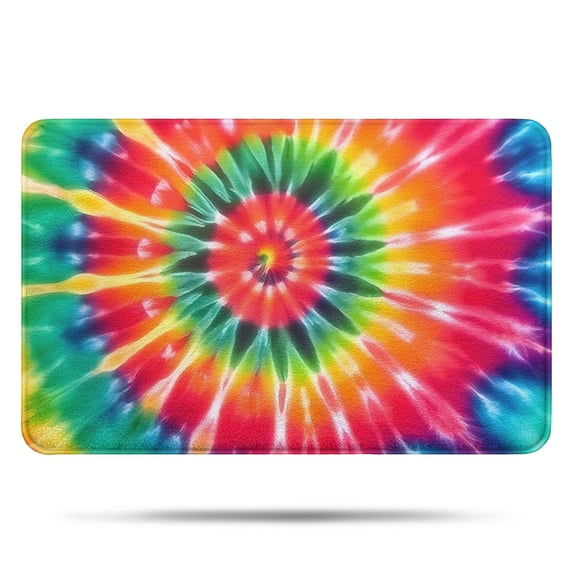 Colorful Rainbow Tie Dye Spiral Pattern Bathroom Rugs Mat,Non Slip Microfiber Bathroom Rug,Rubber Backing,Soft Bathroom Mats for Bathroom Floor,Tub and Shower,17x27in(43x68cm)