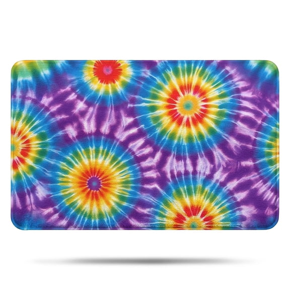 Colorful Rainbow Tie Dye Spiral Pattern Bathroom Rugs Mat,Non Slip Microfiber Bathroom Rug,Rubber Backing,Soft Bathroom Mats for Bathroom Floor,Tub and Shower,17x27in(43x68cm)