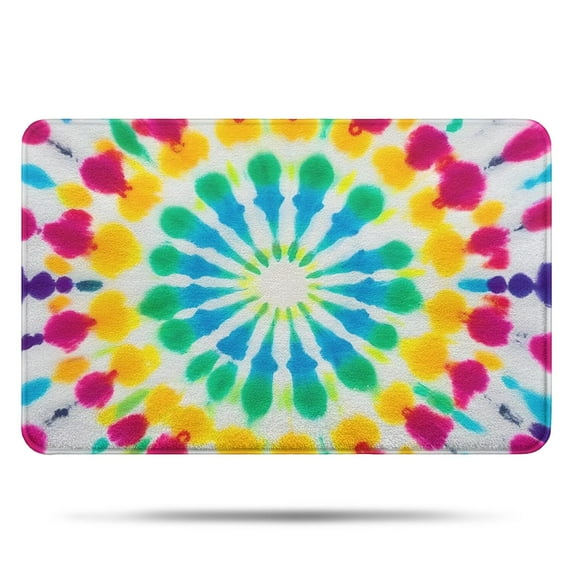 Colorful Rainbow Tie Dye Spiral Pattern Bathroom Rugs Mat,Non Slip Microfiber Bathroom Rug,Rubber Backing,Soft Bathroom Mats for Bathroom Floor,Tub and Shower,17x27in(43x68cm)