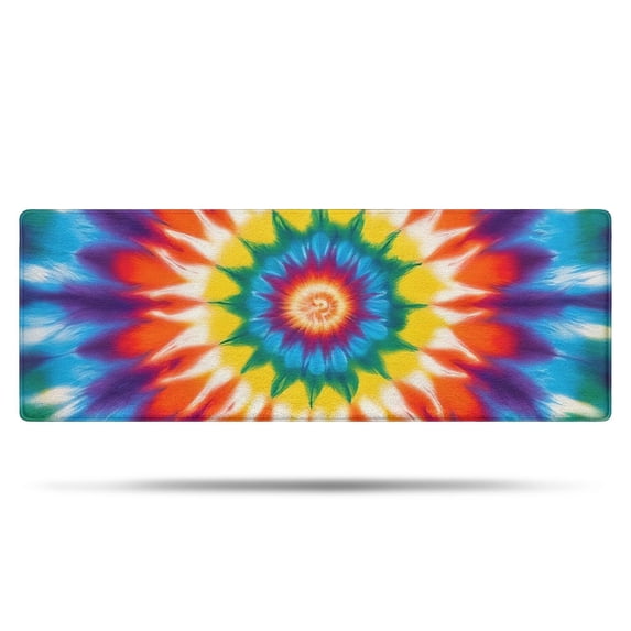 Colorful Rainbow Tie Dye Spiral Pattern Bathroom Rugs Mat,Non Slip Microfiber Bathroom Rug,Rubber Backing,Soft Bathroom Mats for Bathroom Floor,Tub and Shower,47x17in(120x43cm)