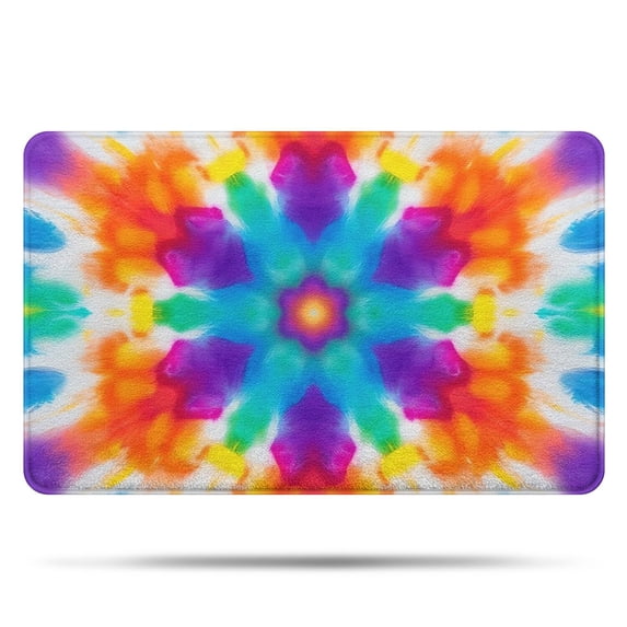 Colorful Rainbow Tie Dye Spiral Pattern Bathroom Rugs Mat,Non Slip Microfiber Bathroom Rug,Rubber Backing,Soft Bathroom Mats for Bathroom Floor,Tub and Shower,20x32in(50x80cm)