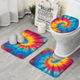 thumbnail image 1 of Colorful Rainbow Tie Dye Spiral Pattern Bathroom Rugs Sets 3 Piece,Toilet Cover Set,Absorbent Non Slip Bathroom Mats Sets with U-Shaped Contour Rug Toilet Rug Set, 1 of 5