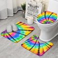 thumbnail image 1 of Colorful Rainbow Tie Dye Spiral Pattern Bathroom Rugs Sets 3 Piece,Toilet Cover Set,Absorbent Non Slip Bathroom Mats Sets with U-Shaped Contour Rug Toilet Rug Set, 1 of 5