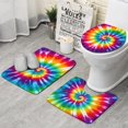 thumbnail image 1 of Colorful Rainbow Tie Dye Spiral Pattern Bathroom Rugs Sets 3 Piece,Toilet Cover Set,Absorbent Non Slip Bathroom Mats Sets with U-Shaped Contour Rug Toilet Rug Set, 1 of 5