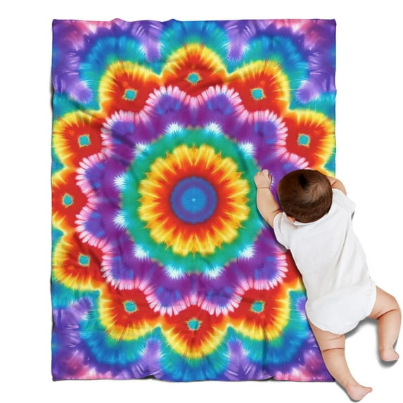 Colorful Rainbow Tie Dye Spiral Pattern Blanket,Comfortable Soft Flannel Throw Blanket,All Season,Warm Lightweight Blankets for Sofa Bed Couch Living Room Chair,30"x40"