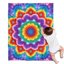 Colorful Rainbow Tie Dye Spiral Pattern Blanket,Comfortable Soft Flannel Throw Blanket,All Season,Warm Lightweight Blankets for Sofa Bed Couch Living Room Chair,30"x40"