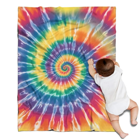 Colorful Rainbow Tie Dye Spiral Pattern Blanket,Comfortable Soft Flannel Throw Blanket,All Season,Warm Lightweight Blankets for Sofa Bed Couch Living Room Chair,30"x40"