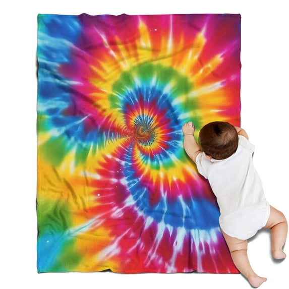 Colorful Rainbow Tie Dye Spiral Pattern Blanket,Comfortable Soft Flannel Throw Blanket,All Season,Warm Lightweight Blankets for Sofa Bed Couch Living Room Chair,30"x40"
