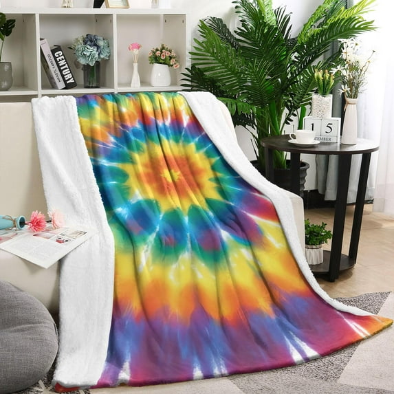 Colorful Rainbow Tie Dye Spiral Pattern Blanket,Comfortable Soft Flannel Throw Blanket,All Season,Warm Lightweight Blankets for Sofa Bed Couch Living Room Chair,40"x50"