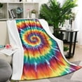 thumbnail image 1 of Colorful Rainbow Tie Dye Spiral Pattern Blanket,Comfortable Soft Flannel Throw Blanket,All Season,Warm Lightweight Blankets for Sofa Bed Couch Living Room Chair,40"x50", 1 of 4