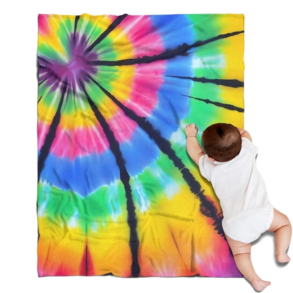 Colorful Rainbow Tie Dye Spiral Pattern Blanket,Comfortable Soft Flannel Throw Blanket,All Season,Warm Lightweight Blankets for Sofa Bed Couch Living Room Chair,30"x40"