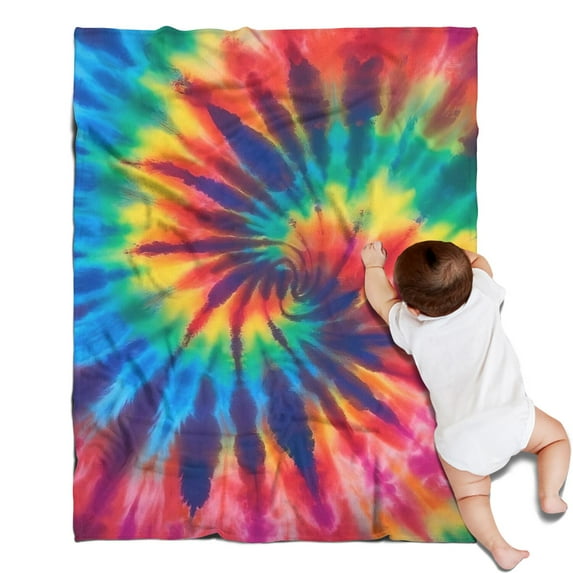 Colorful Rainbow Tie Dye Spiral Pattern Blanket,Comfortable Soft Flannel Throw Blanket,All Season,Warm Lightweight Blankets for Sofa Bed Couch Living Room Chair,30"x40"
