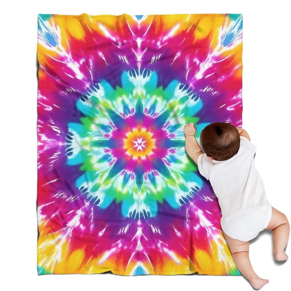 Colorful Rainbow Tie Dye Spiral Pattern Blanket,Comfortable Soft Flannel Throw Blanket,All Season,Warm Lightweight Blankets for Sofa Bed Couch Living Room Chair,30"x40"