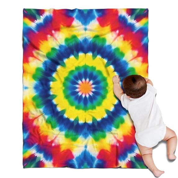 Colorful Rainbow Tie Dye Spiral Pattern Blanket,Comfortable Soft Flannel Throw Blanket,All Season,Warm Lightweight Blankets for Sofa Bed Couch Living Room Chair,30"x40"