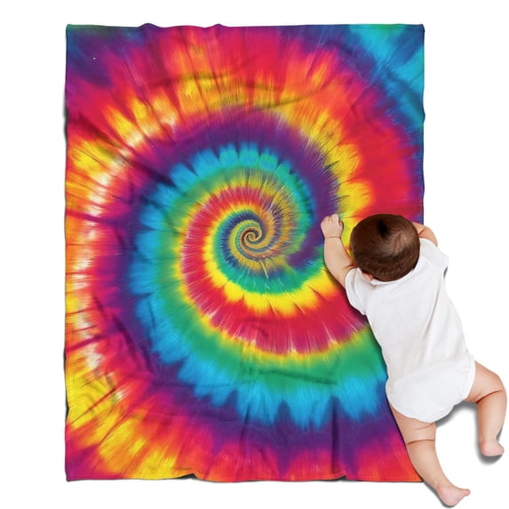 Colorful Rainbow Tie Dye Spiral Pattern Blanket,Comfortable Soft Flannel Throw Blanket,All Season,Warm Lightweight Blankets for Sofa Bed Couch Living Room Chair,30"x40"