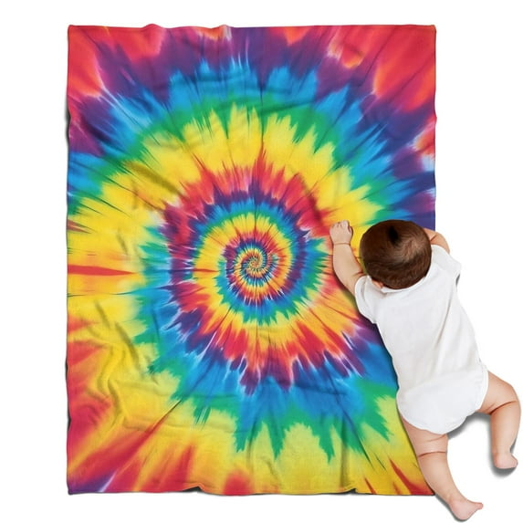 Colorful Rainbow Tie Dye Spiral Pattern Blanket,Comfortable Soft Flannel Throw Blanket,All Season,Warm Lightweight Blankets for Sofa Bed Couch Living Room Chair,30"x40"