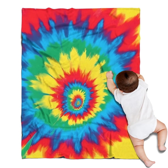 Colorful Rainbow Tie Dye Spiral Pattern Blanket,Comfortable Soft Flannel Throw Blanket,All Season,Warm Lightweight Blankets for Sofa Bed Couch Living Room Chair,30"x40"