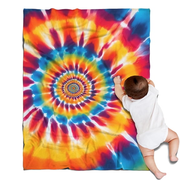 Colorful Rainbow Tie Dye Spiral Pattern Blanket,Comfortable Soft Flannel Throw Blanket,All Season,Warm Lightweight Blankets for Sofa Bed Couch Living Room Chair,30"x40"