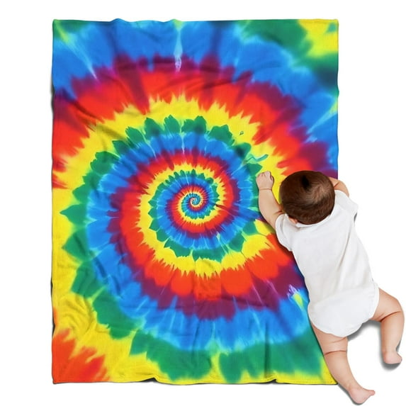 Colorful Rainbow Tie Dye Spiral Pattern Blanket,Comfortable Soft Flannel Throw Blanket,All Season,Warm Lightweight Blankets for Sofa Bed Couch Living Room Chair,30"x40"