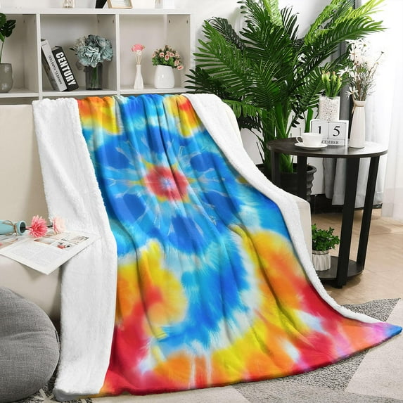 Colorful Rainbow Tie Dye Spiral Pattern Blanket,Comfortable Soft Flannel Throw Blanket,All Season,Warm Lightweight Blankets for Sofa Bed Couch Living Room Chair,50"x60"