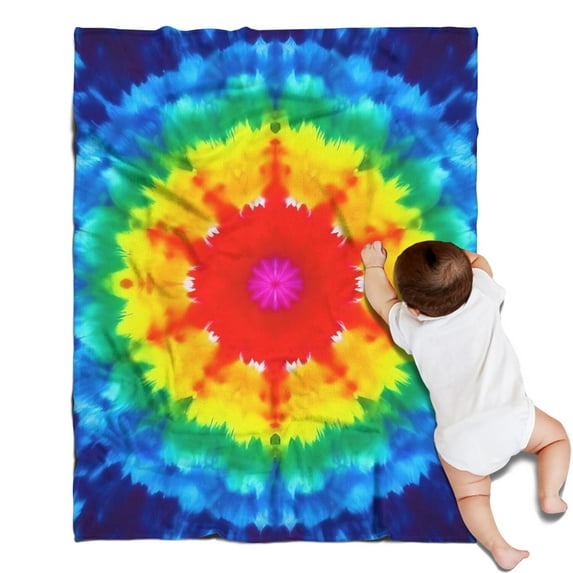 Colorful Rainbow Tie Dye Spiral Pattern Blanket,Comfortable Soft Flannel Throw Blanket,All Season,Warm Lightweight Blankets for Sofa Bed Couch Living Room Chair,30"x40"