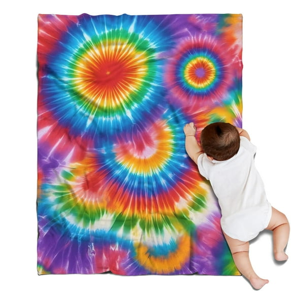 Colorful Rainbow Tie Dye Spiral Pattern Blanket,Comfortable Soft Flannel Throw Blanket,All Season,Warm Lightweight Blankets for Sofa Bed Couch Living Room Chair,30"x40"