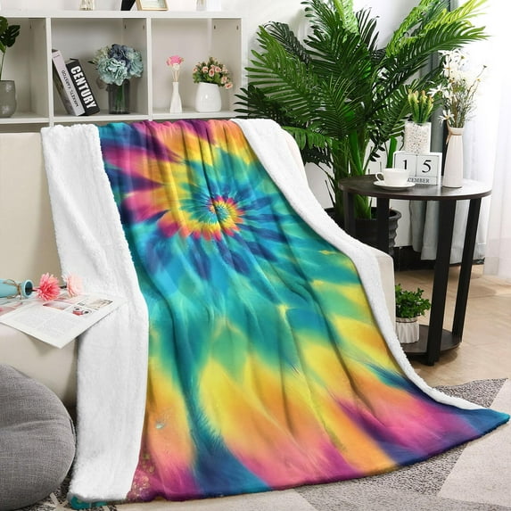 Colorful Rainbow Tie Dye Spiral Pattern Blanket,Comfortable Soft Flannel Throw Blanket,All Season,Warm Lightweight Blankets for Sofa Bed Couch Living Room Chair,40"x50"