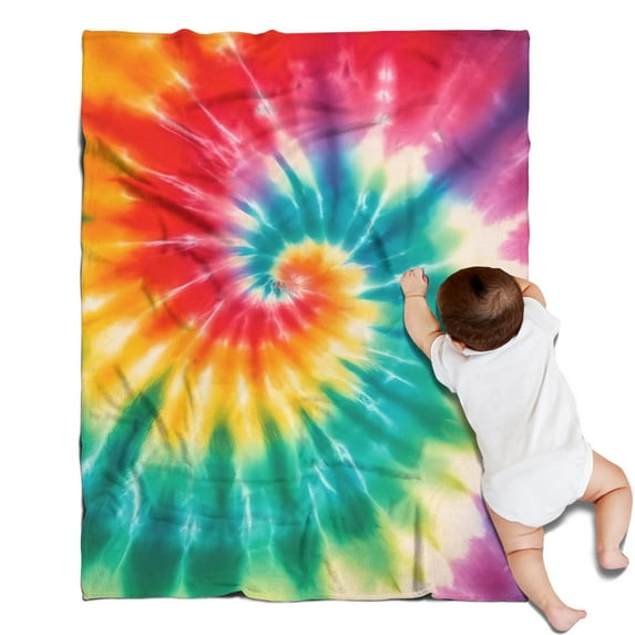 Colorful Rainbow Tie Dye Spiral Pattern Blanket,Comfortable Soft Flannel Throw Blanket,All Season,Warm Lightweight Blankets for Sofa Bed Couch Living Room Chair,30"x40"