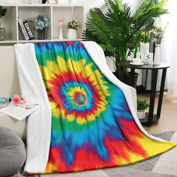 Colorful Rainbow Tie Dye Spiral Pattern Blanket,Comfortable Soft Flannel Throw Blanket,All Season,Warm Lightweight Blankets for Sofa Bed Couch Living Room Chair,40"x50"
