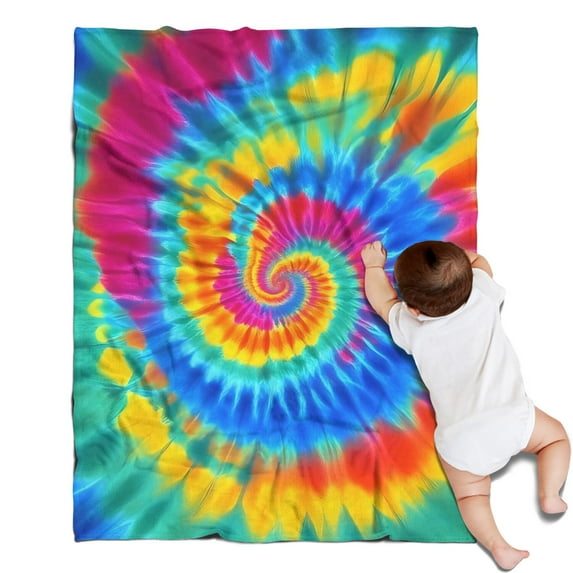 Colorful Rainbow Tie Dye Spiral Pattern Blanket,Comfortable Soft Flannel Throw Blanket,All Season,Warm Lightweight Blankets for Sofa Bed Couch Living Room Chair,30"x40"